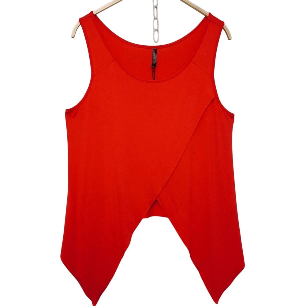 NWT Savvi Sage Tank Dark Coral Reversible Cropped Handkerchief Hem Shirt Top